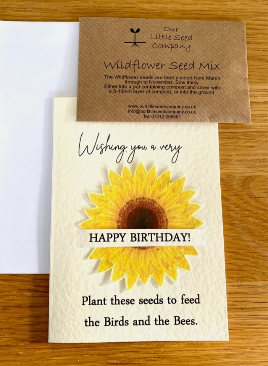 Seeded greetings card Birthday   Sunflower