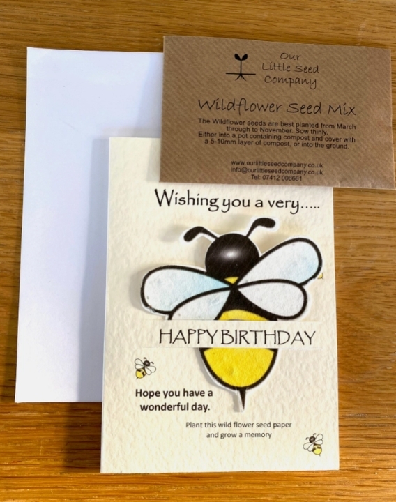 Seeded greetings card Birthday   Bee