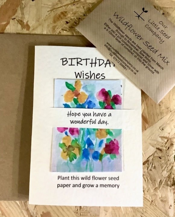 Seeded greetings card Birthday   Sweet Peas
