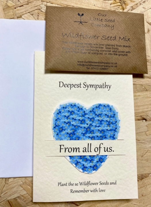 Seeded greetings card Sympathy   Forget Me Not