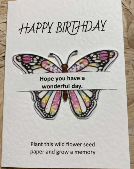 Seeded greetings card Birthday   Butterfly