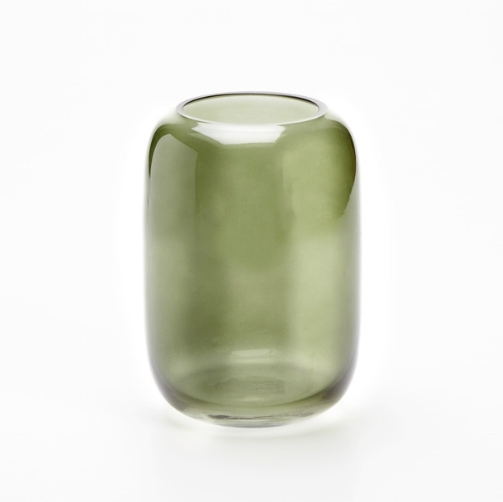 Olive green glass vase
