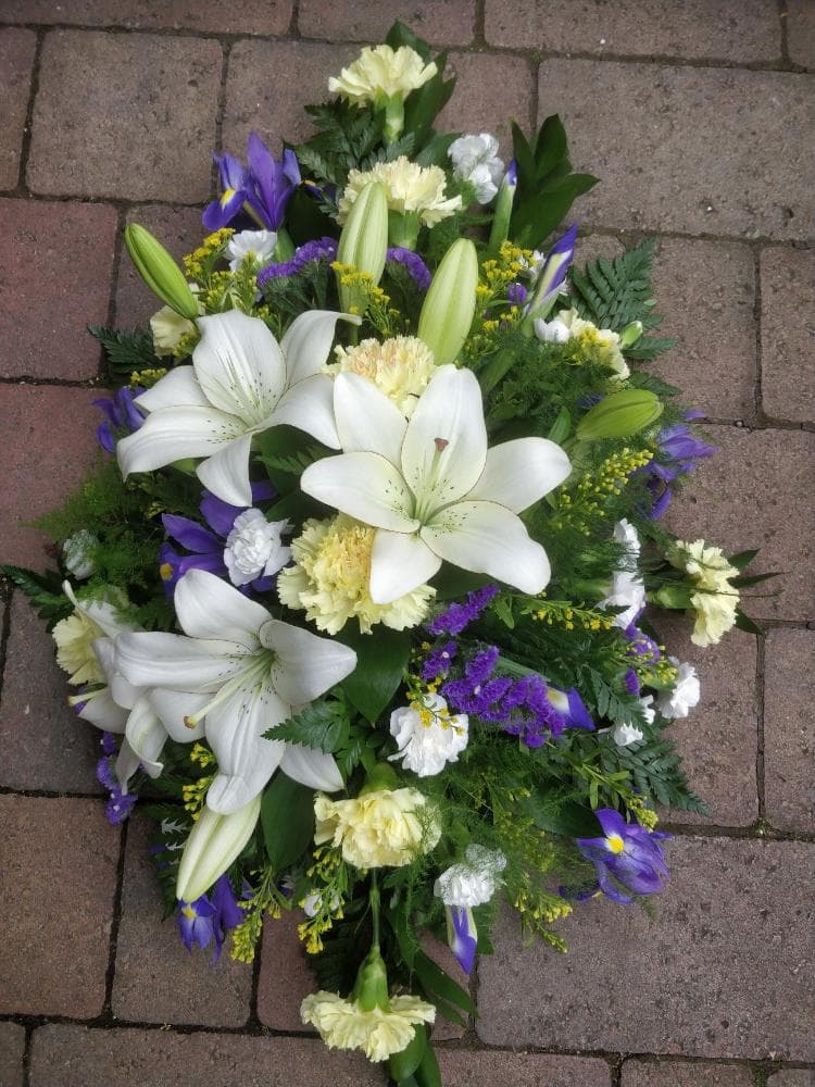 Blue And White Funeral Spray — Edith Wilmot, Bristol