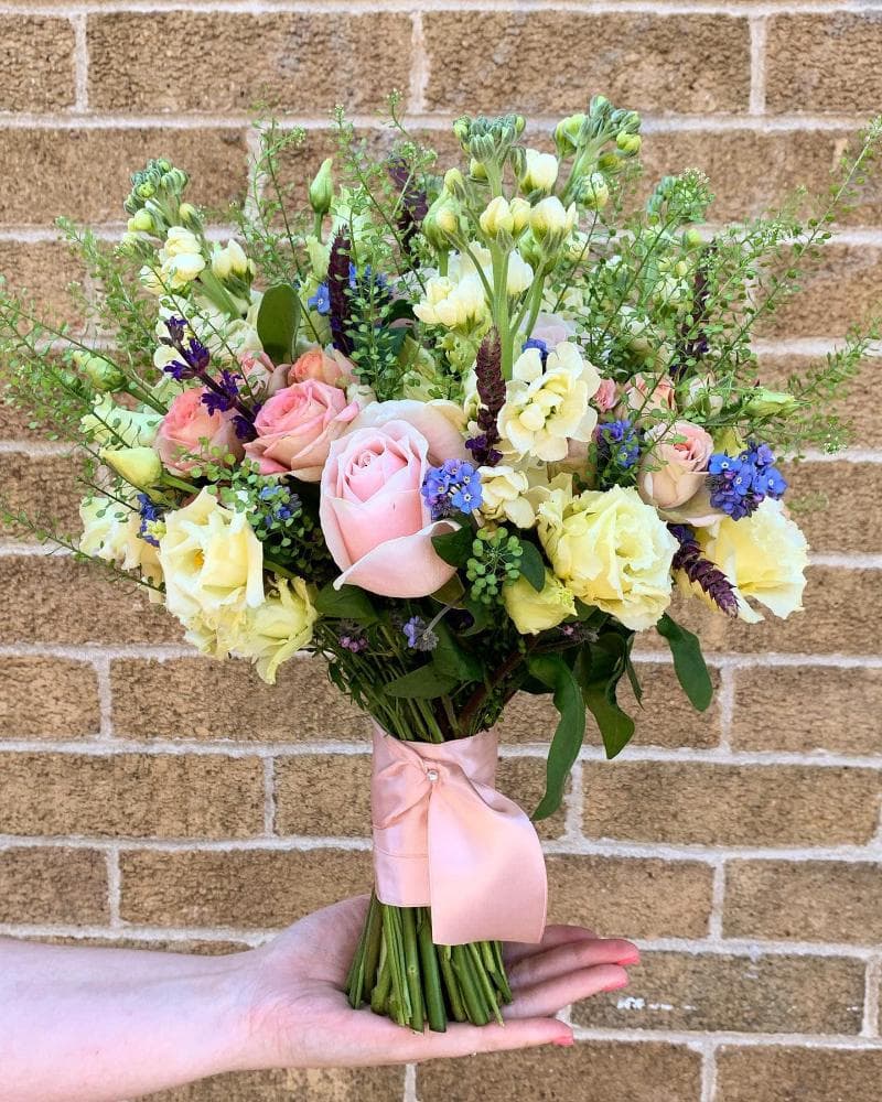 Summer bridal bouquet handcrafted by Edith Wilmot, Bristol wedding florist