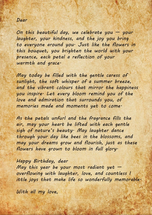 Sunshine Blooms   Birthday Flower Letter