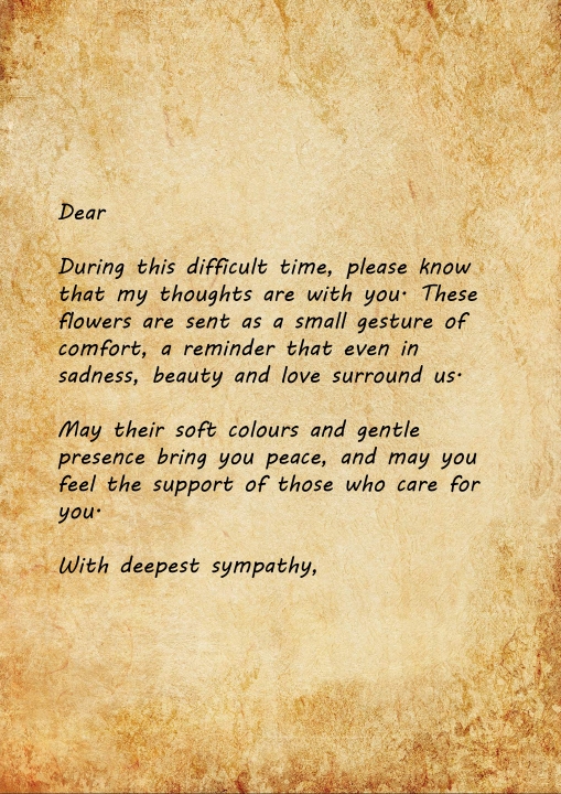 Quiet Comfort   Sympathy Flower Letter