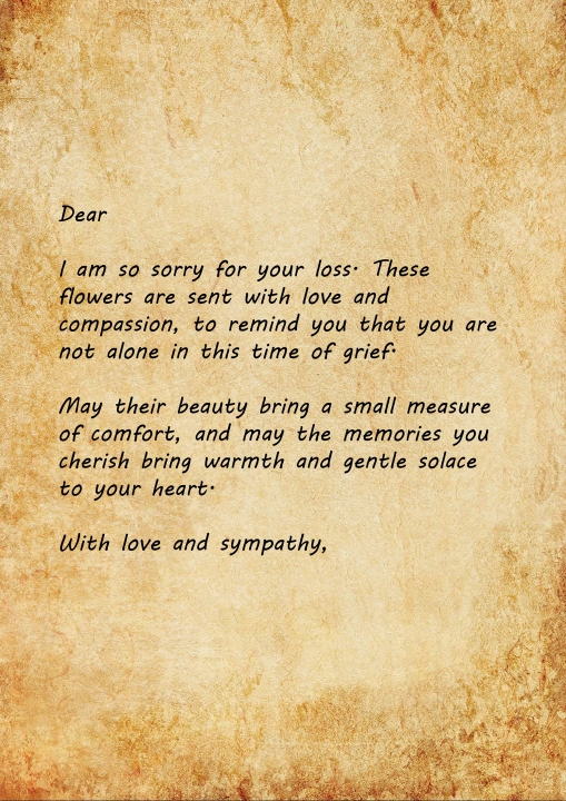 With Loving Thoughts   Sympathy Flower Letter