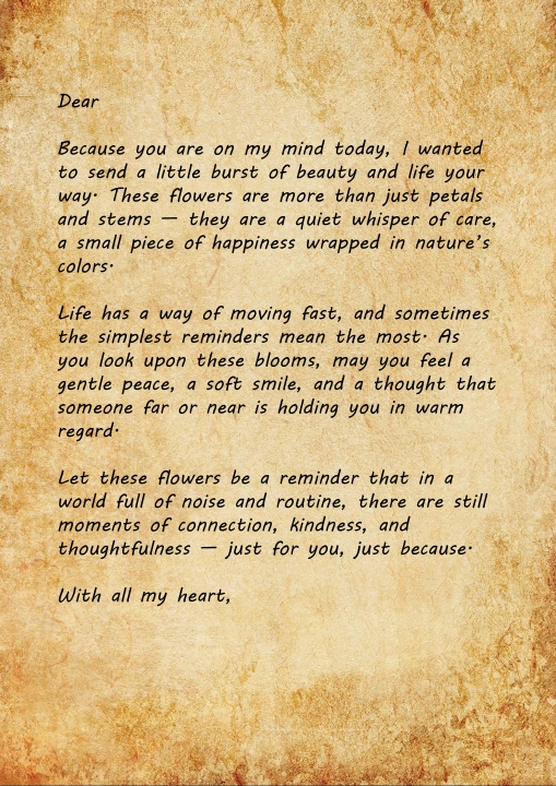 Thoughts of you   'Just Because' Flower Letter