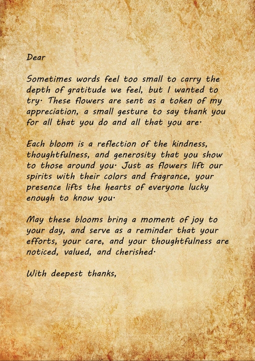 Grateful Heart   Thank You Flower Letter