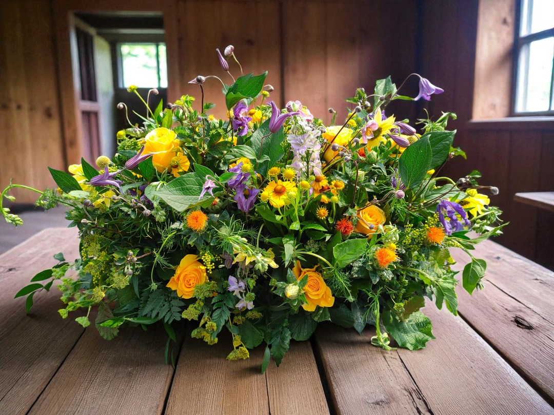 Linear Meadow Casket Spray