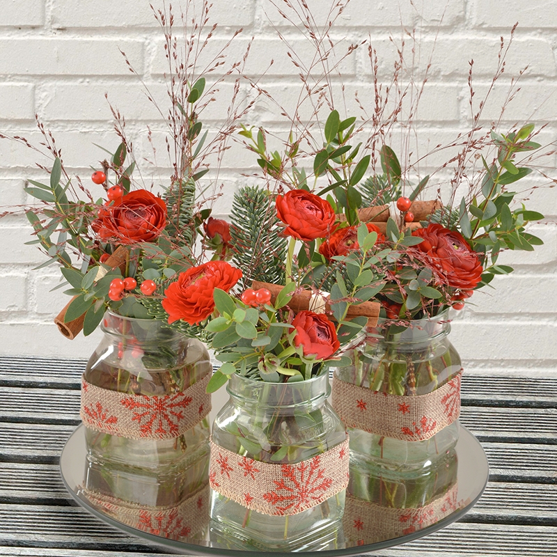 Festive trio jam jars