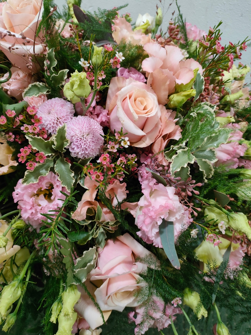 Blush Whisper Casket Spray