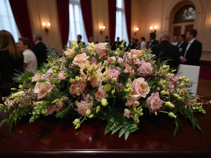 Blush Whisper Casket Spray