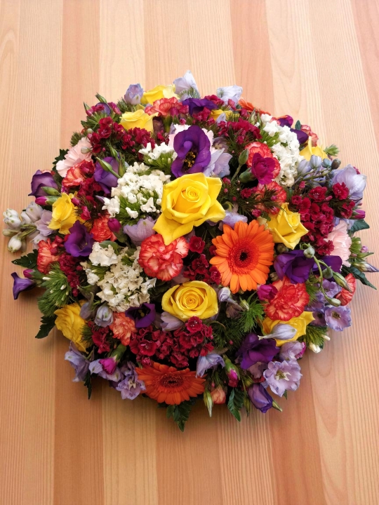Bright memories funeral posy