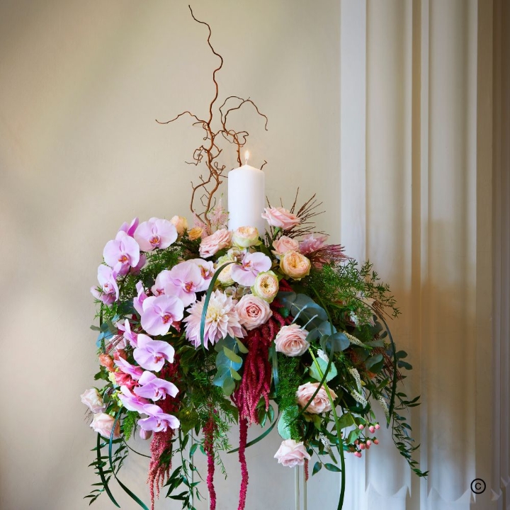 Candlelit Pedestal Funeral Arrangement
