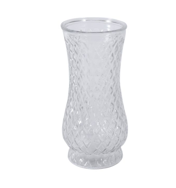 Clear glass textured vase