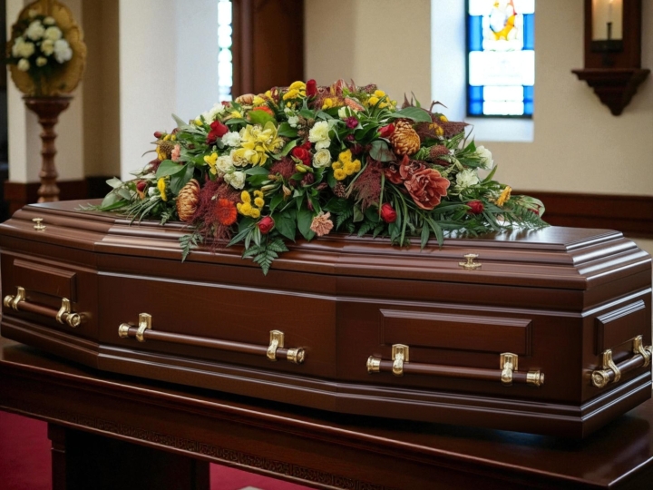 Golden Tranquillity Casket Spray