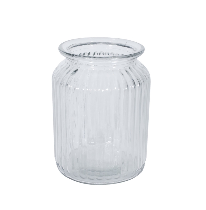Ribbed glass vase