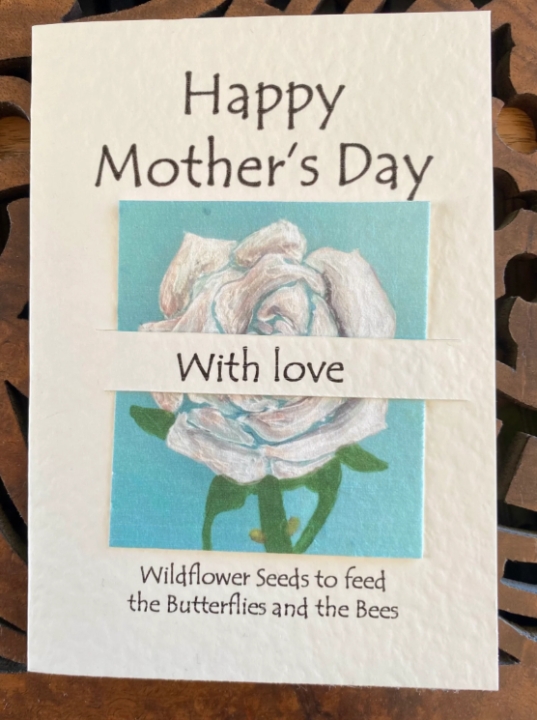 Seeded greetings card Mother's Day   White Rose