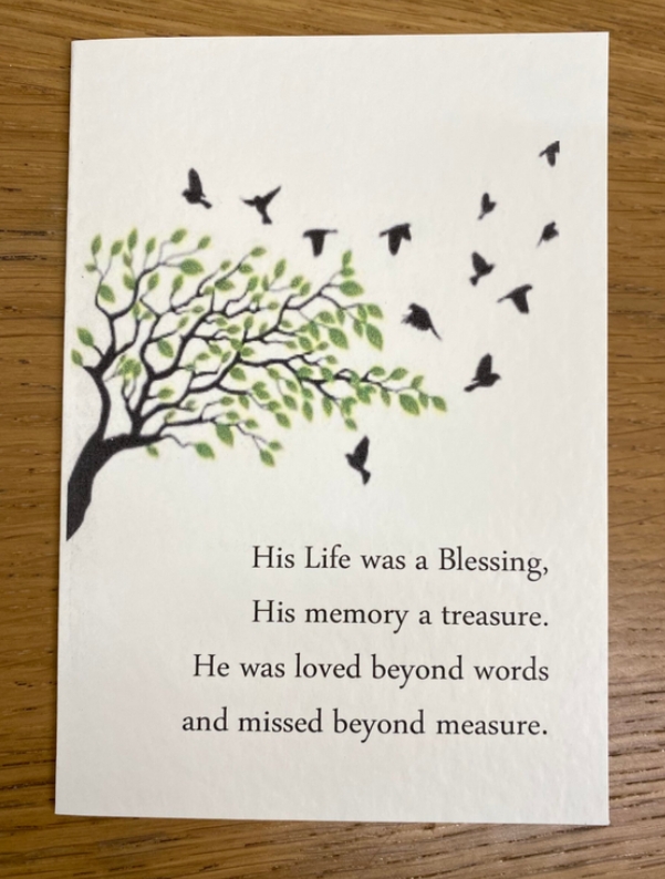 Seeded greetings card Sympathy   His Life