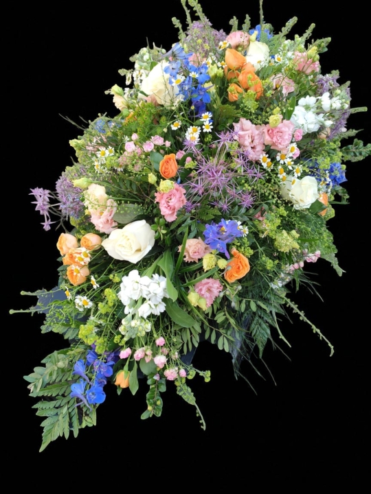 Summer meadow funeral spray