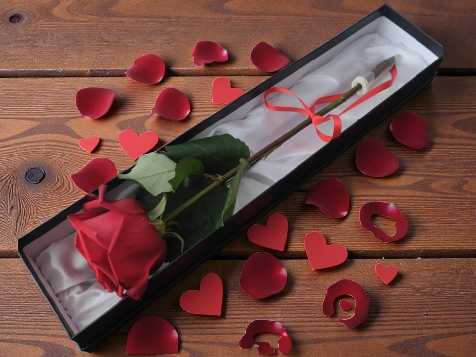 Valentine’s Luxe Single Rose – Gift Box
