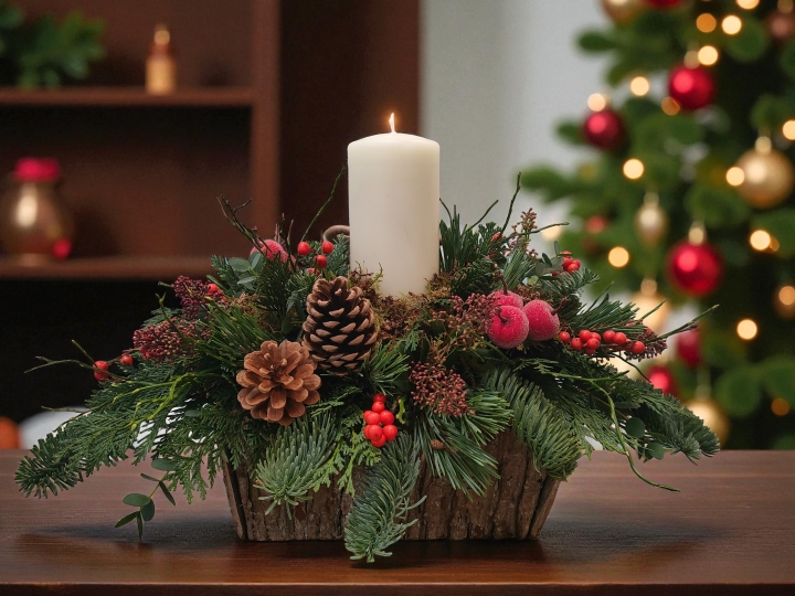 Candlelit Christmas Centrepiece