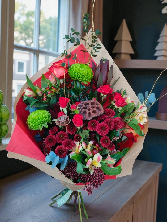 Yuletide Charm Gift Wrapped Bouquet