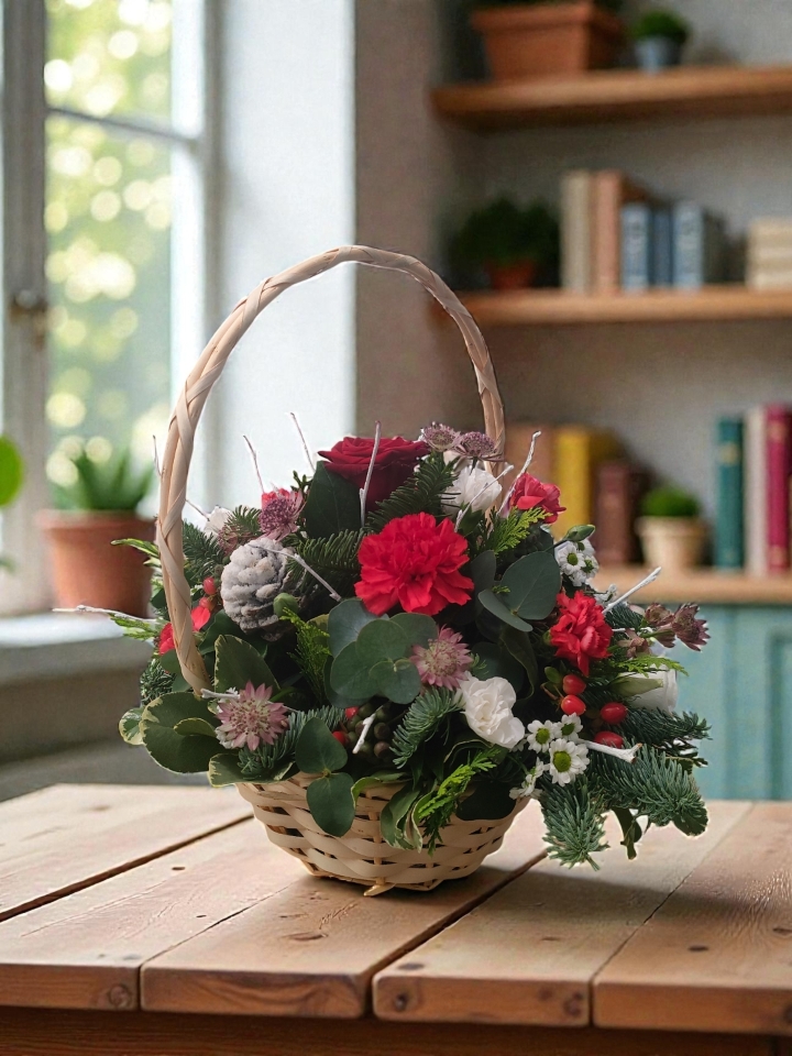 Winter Wishes Basket Arrangement