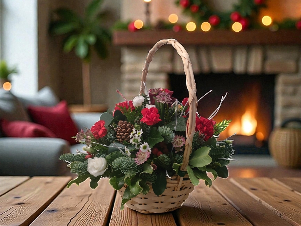 Winter Wishes Basket Arrangement