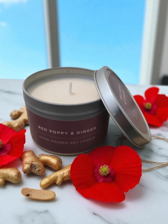 Red Poppy and Ginger Scented Candle
