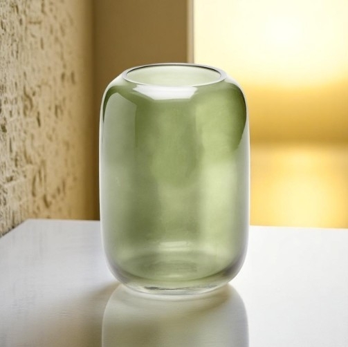 Olive green glass vase