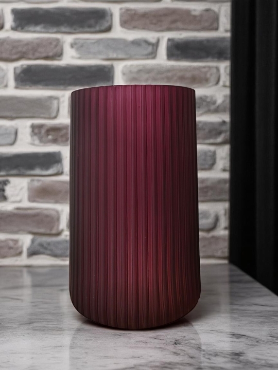 Deep purple ribbed vase