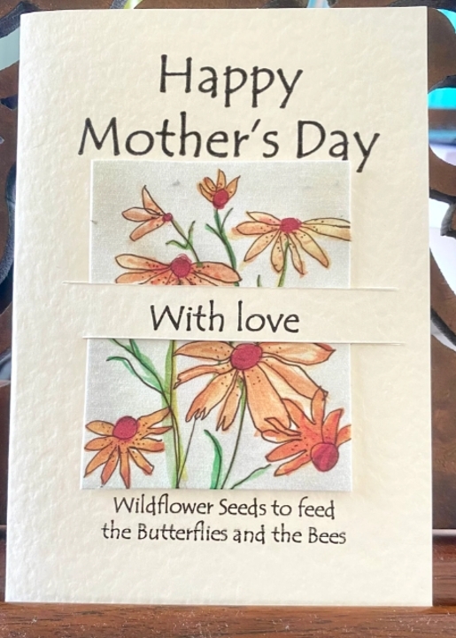 Seeded greetings card Mother's Day   Peach flowers