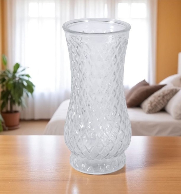 Clear glass textured vase
