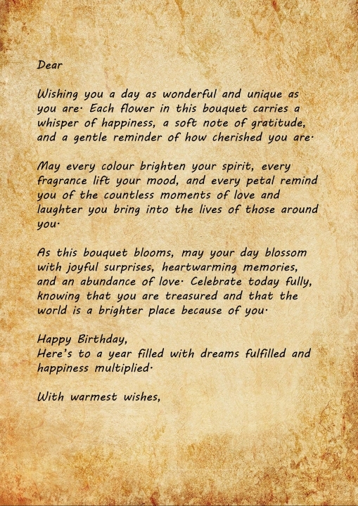 Garden of Joy   Birthday Flower Letter