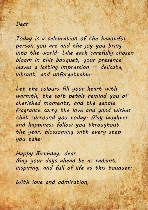 Whispers of Celebration   Birthday Flower Letter