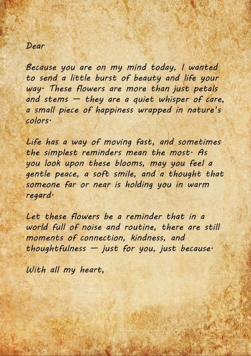Thoughts of you   'Just Because' Flower Letter