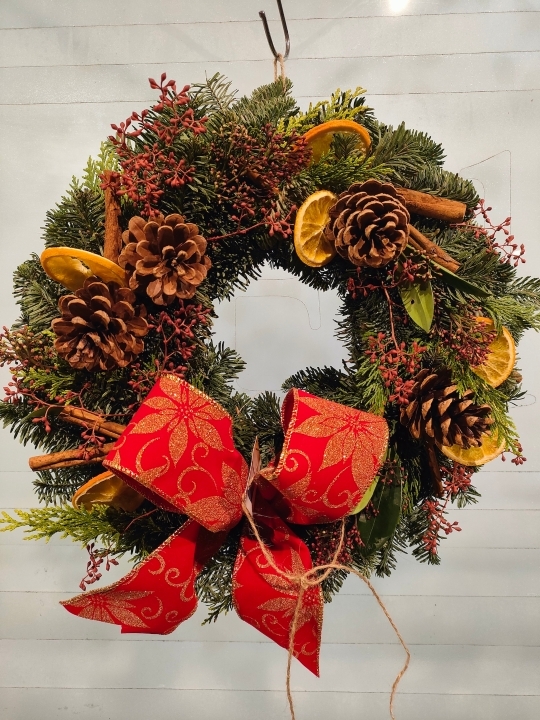 'Classic Red Ribbon' Christmas Wreath