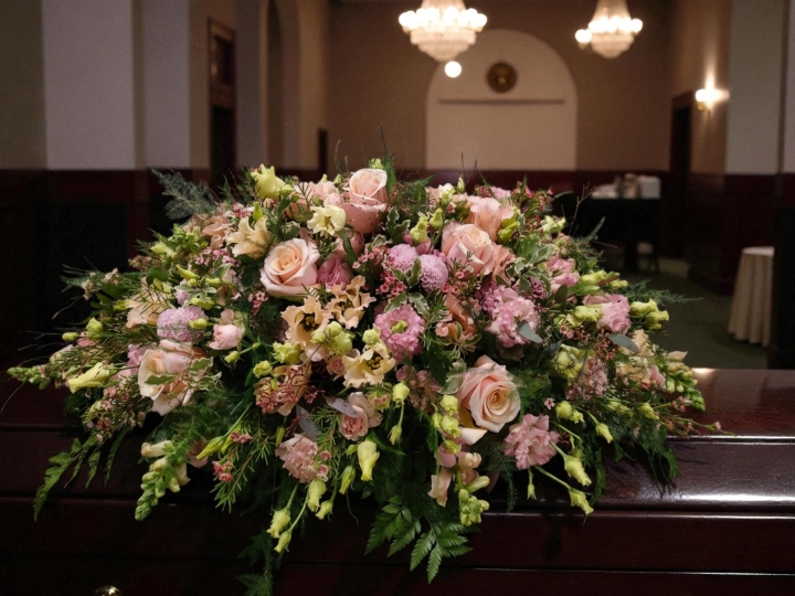 Blush Whisper Casket Spray