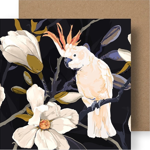 Cockatoo and Magnolia Greetings Card