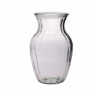 Glass sweetheart ribbed vase