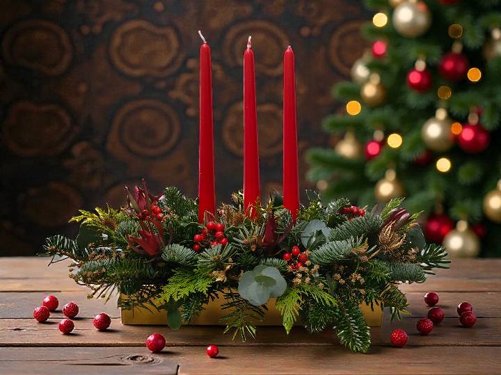 Red Candle Christmas Tray