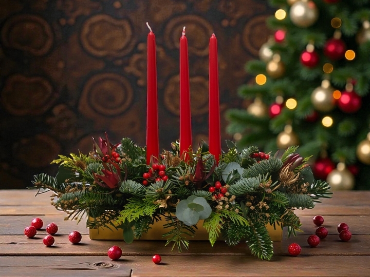 Red Candle Christmas Tray