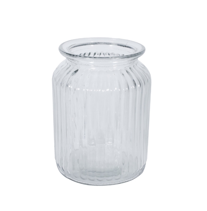 Ribbed glass vase