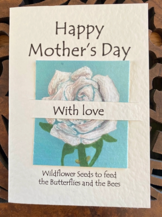 Seeded greetings card Mother's Day   White Rose