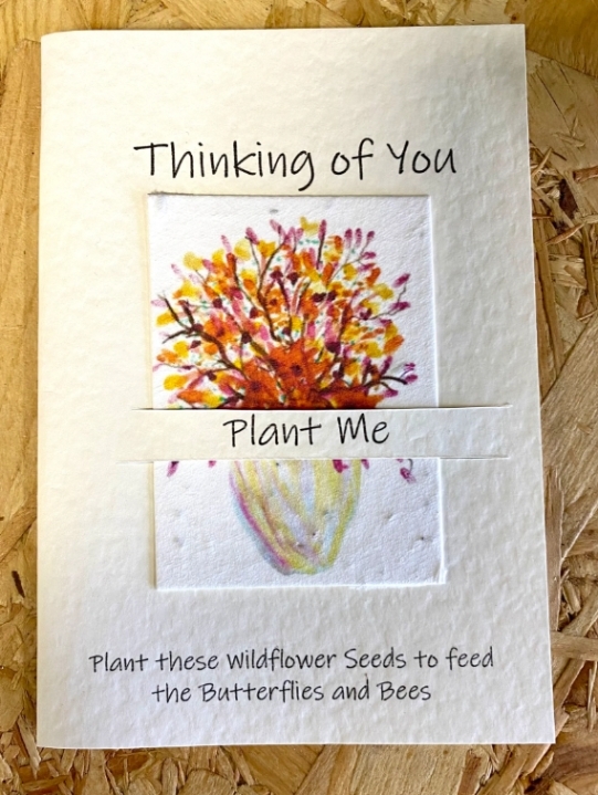 Seeded greetings card Sympathy   Autumn vase